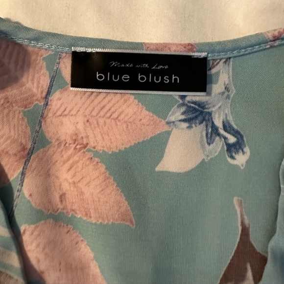 Blue Blush Womens Tropical Flora Print
Short Sleeve Ruffle Hem Romper Size S - Picture 3 of 8